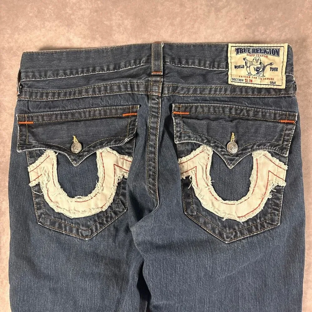 true religion ricky stitched logos slim fit jeans